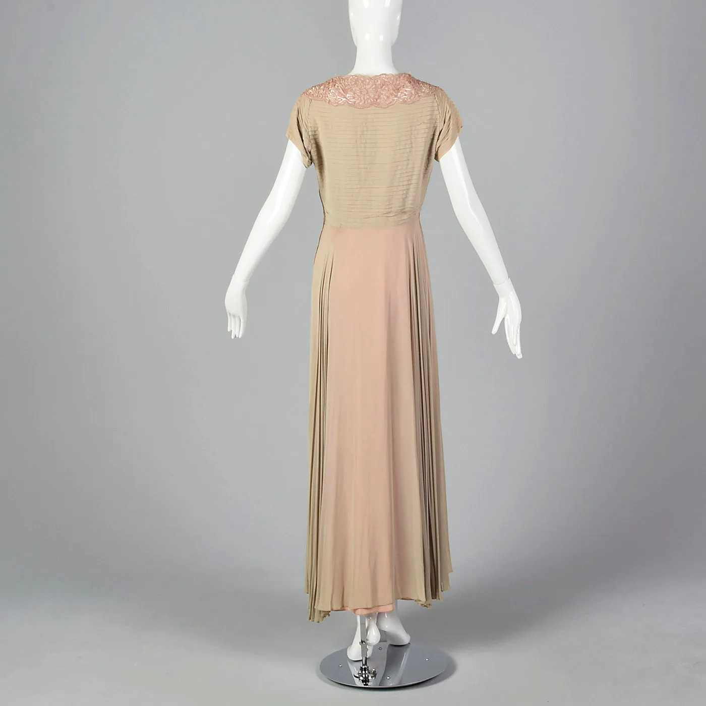 1940s Nude and Pink Layered Evening Dress