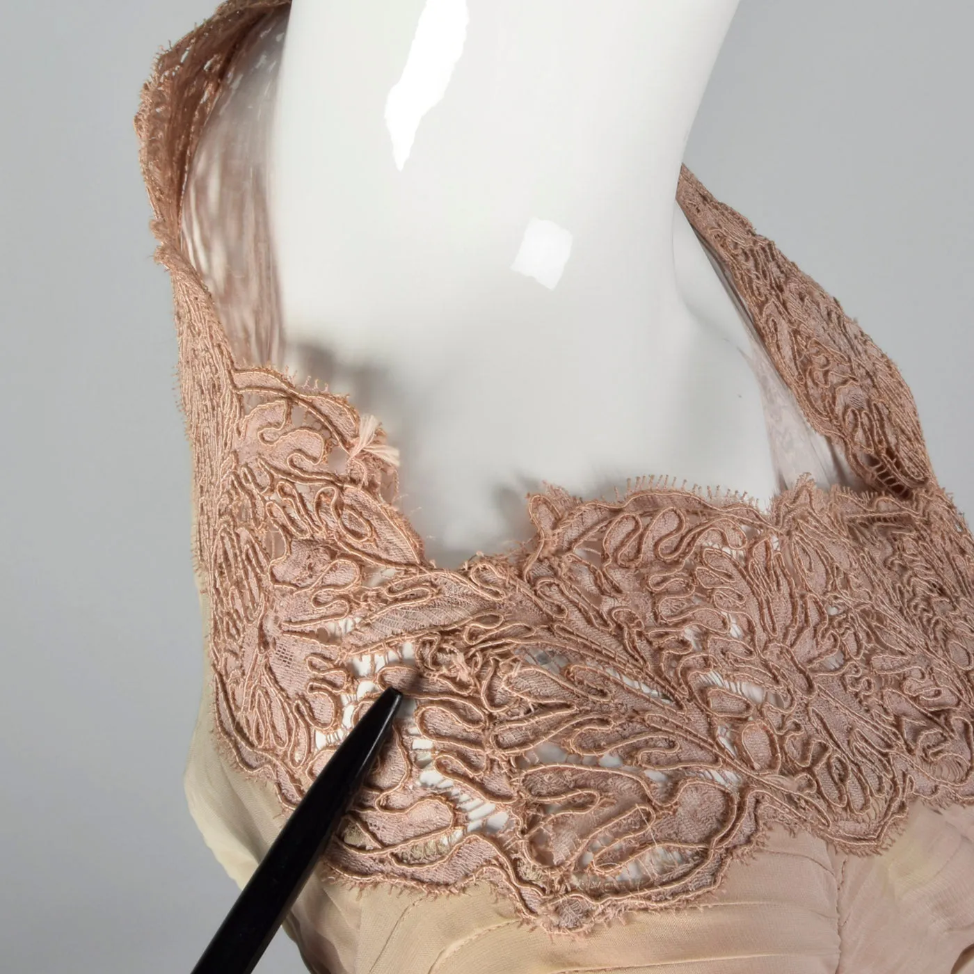 1940s Nude and Pink Layered Evening Dress