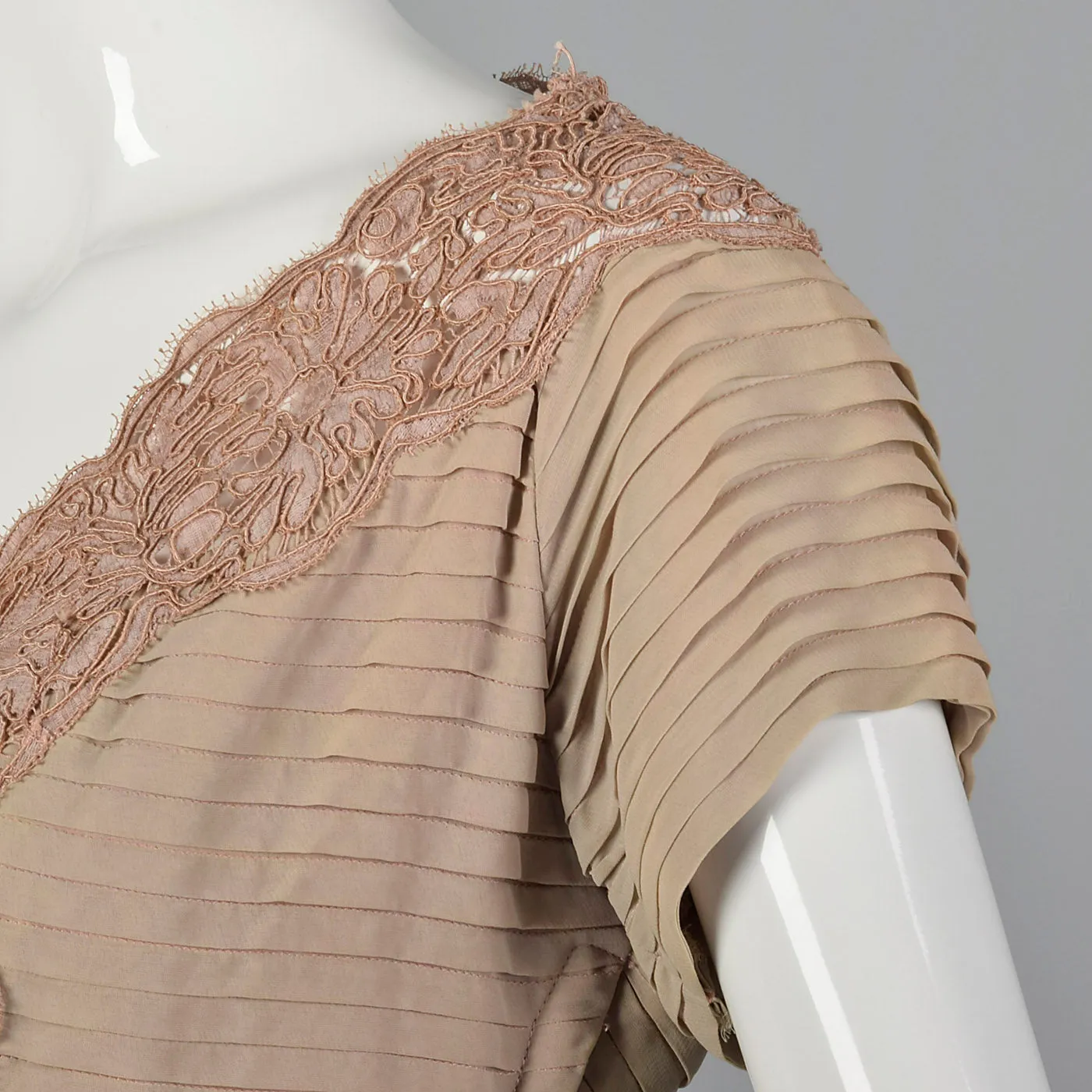 1940s Nude and Pink Layered Evening Dress