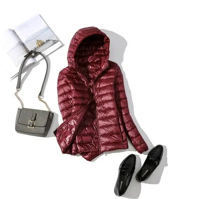 90% Ultra light duck down jackets women 2021 new Hooded winter Hooded coat