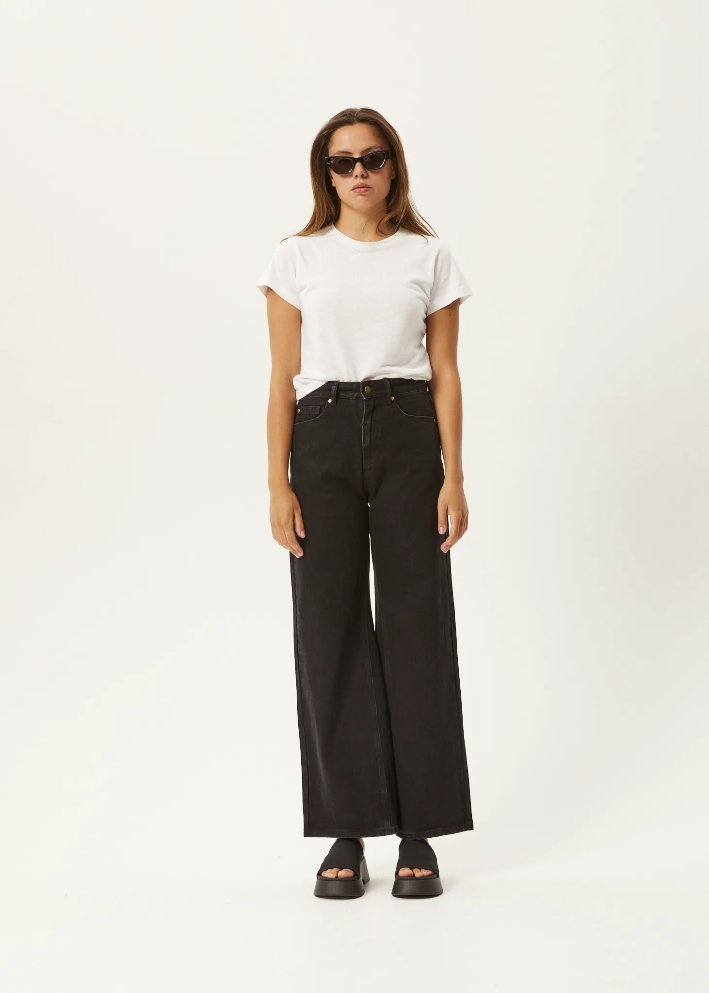 AFENDS Womens Gigi - Denim Flared Jeans - Washed Black