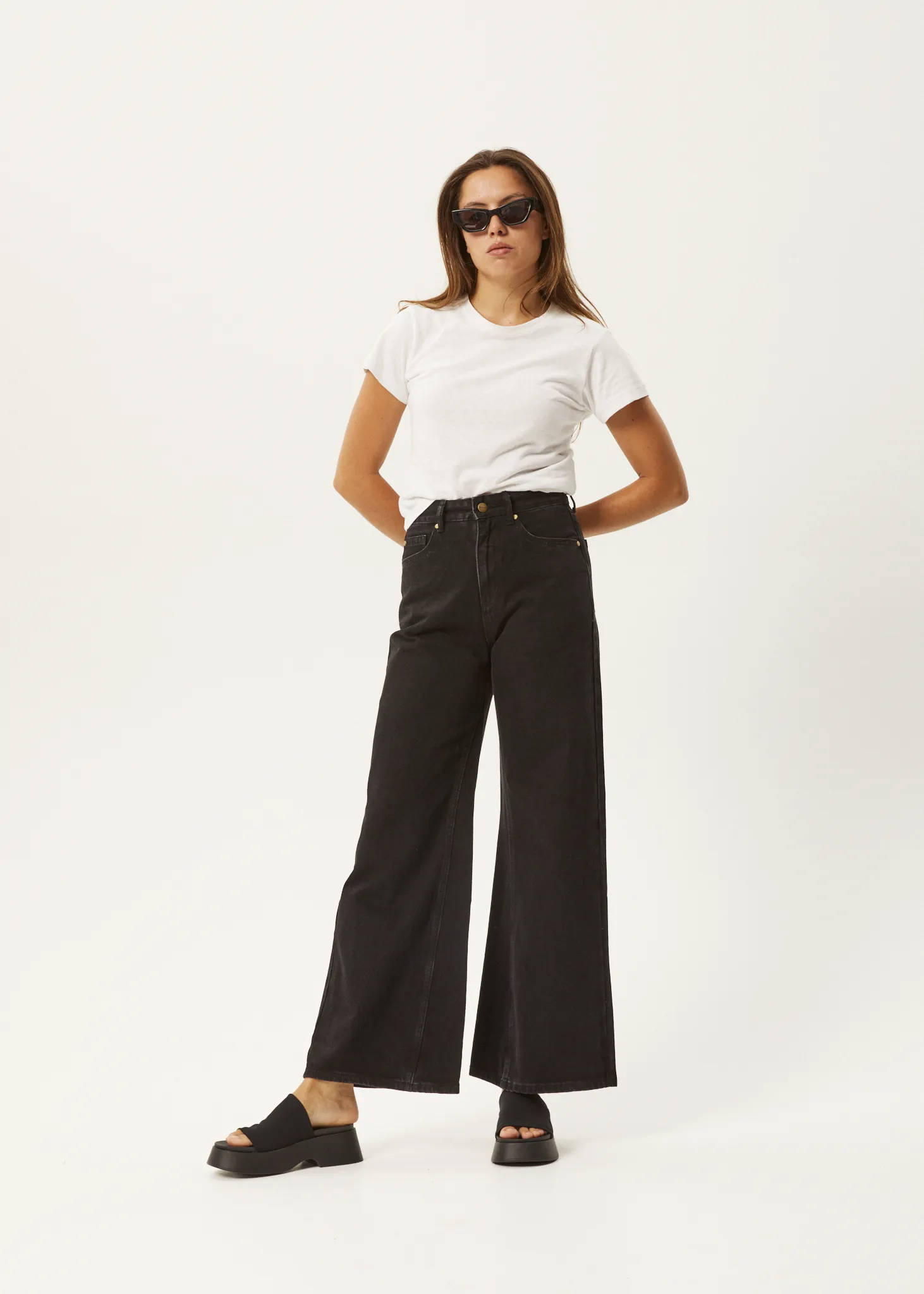 AFENDS Womens Gigi - Denim Flared Jeans - Washed Black