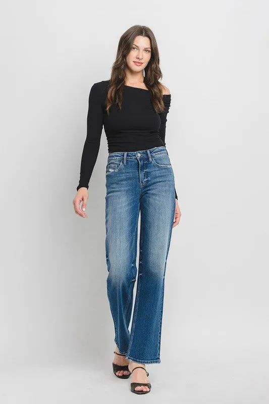 Aileeah High Rise Slim Wide Leg Jean (Vervet)