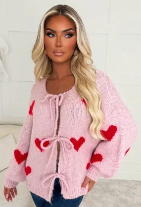 Alexa Baby Pink Love Heart Tie Knot Jumper