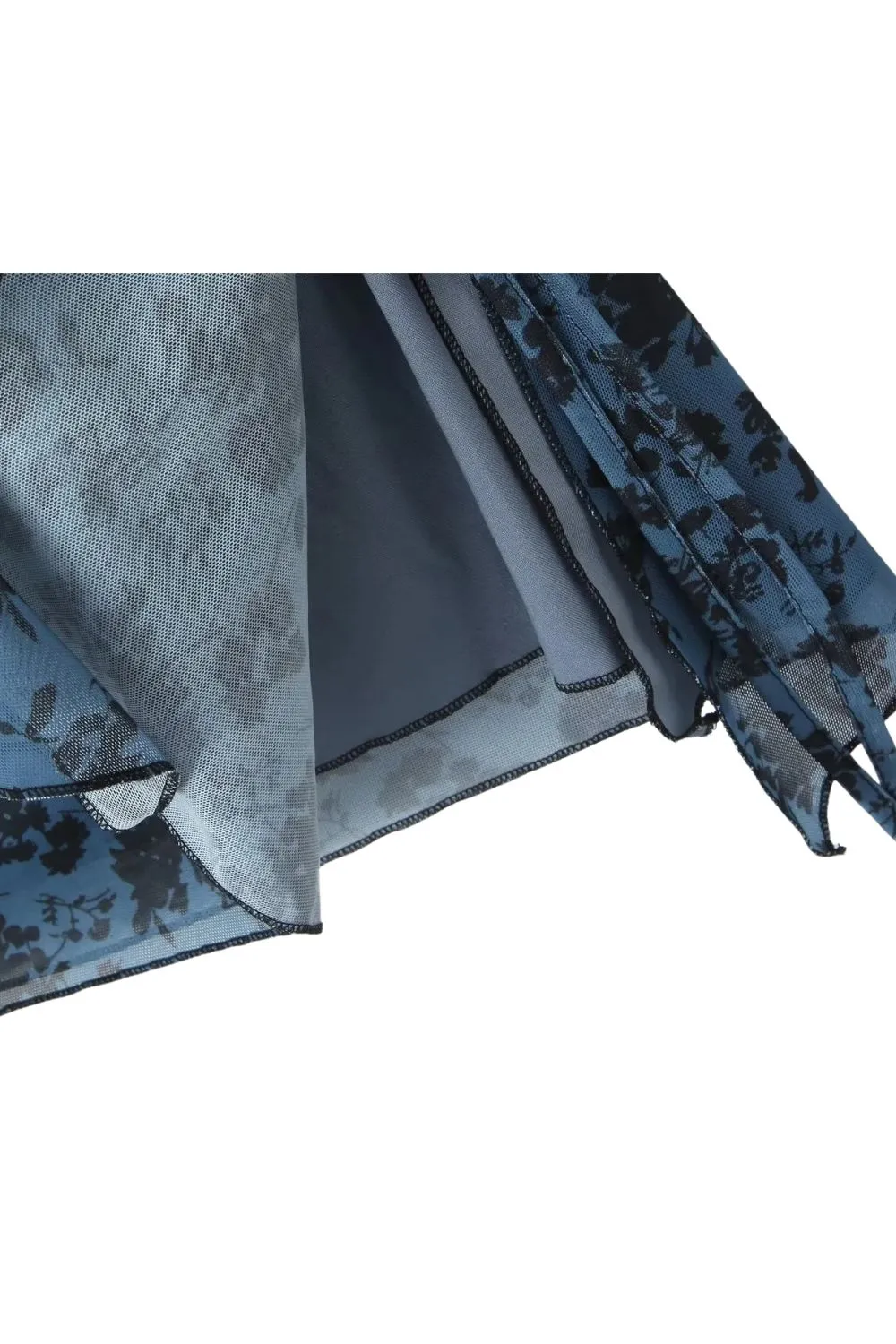 ‘Alice’ Black Floral Off-shoulder Bias Skirt