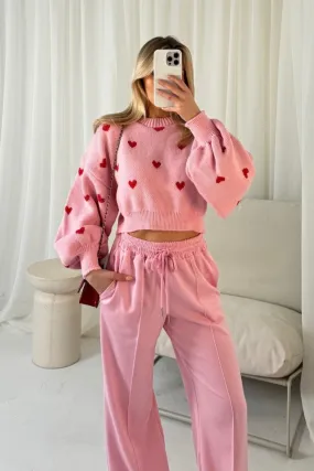 Amie love heart pink knit jumper