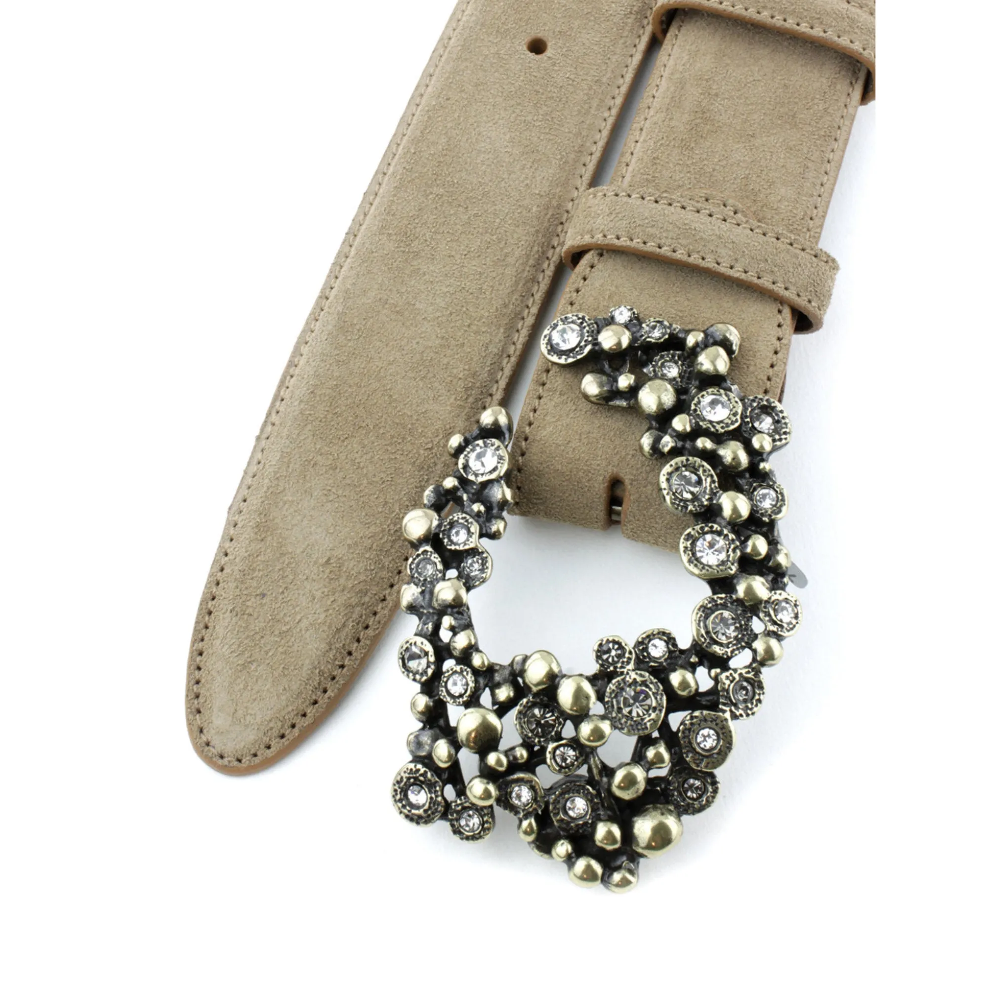 Antelope Suede Bubble Crystal Swirl Belt