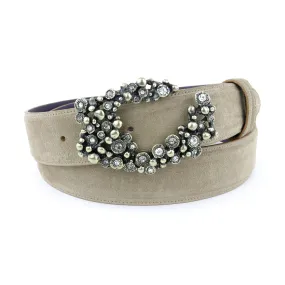 Antelope Suede Bubble Crystal Swirl Belt