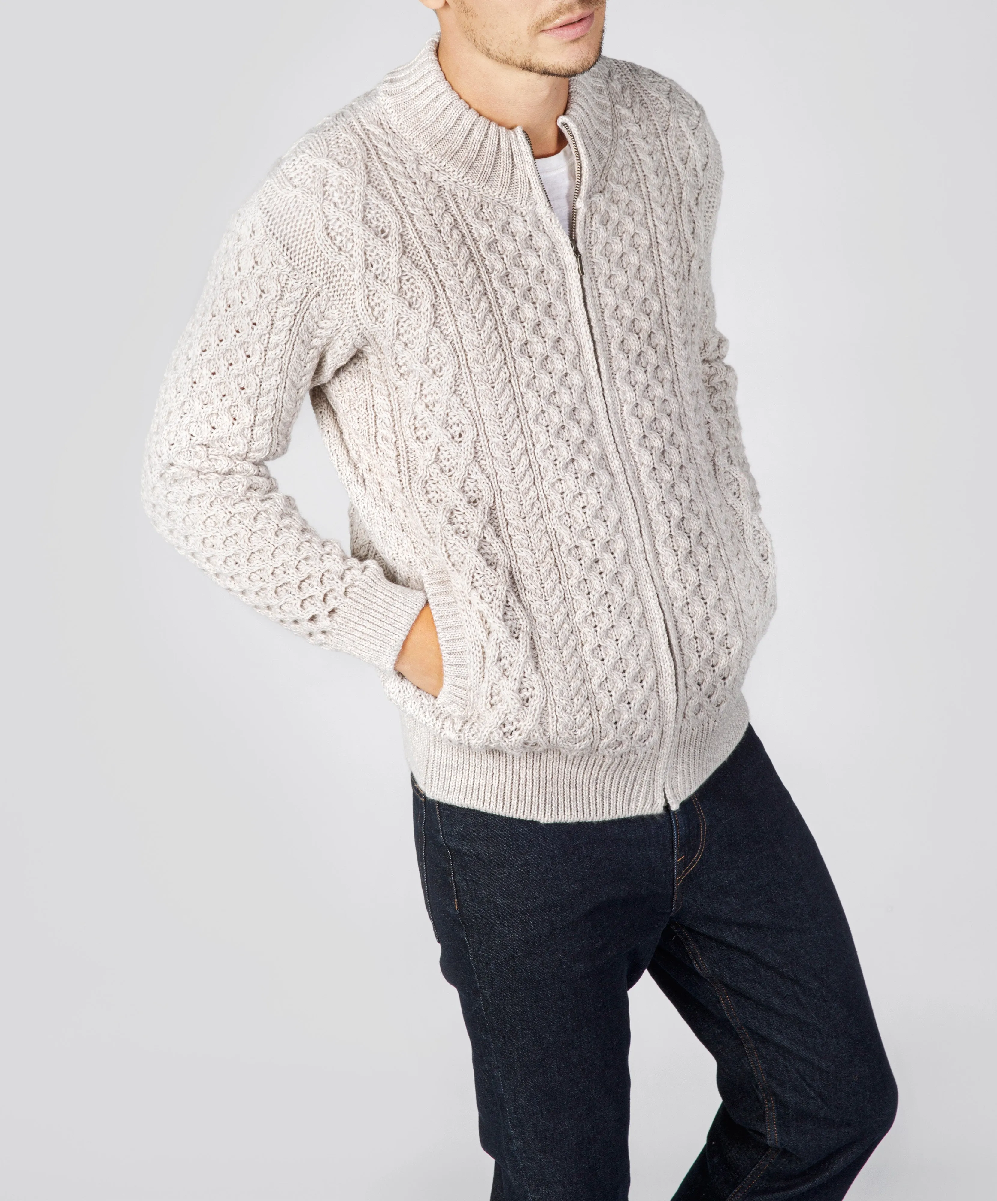 Ardross Aran Cardigan Silver Marl