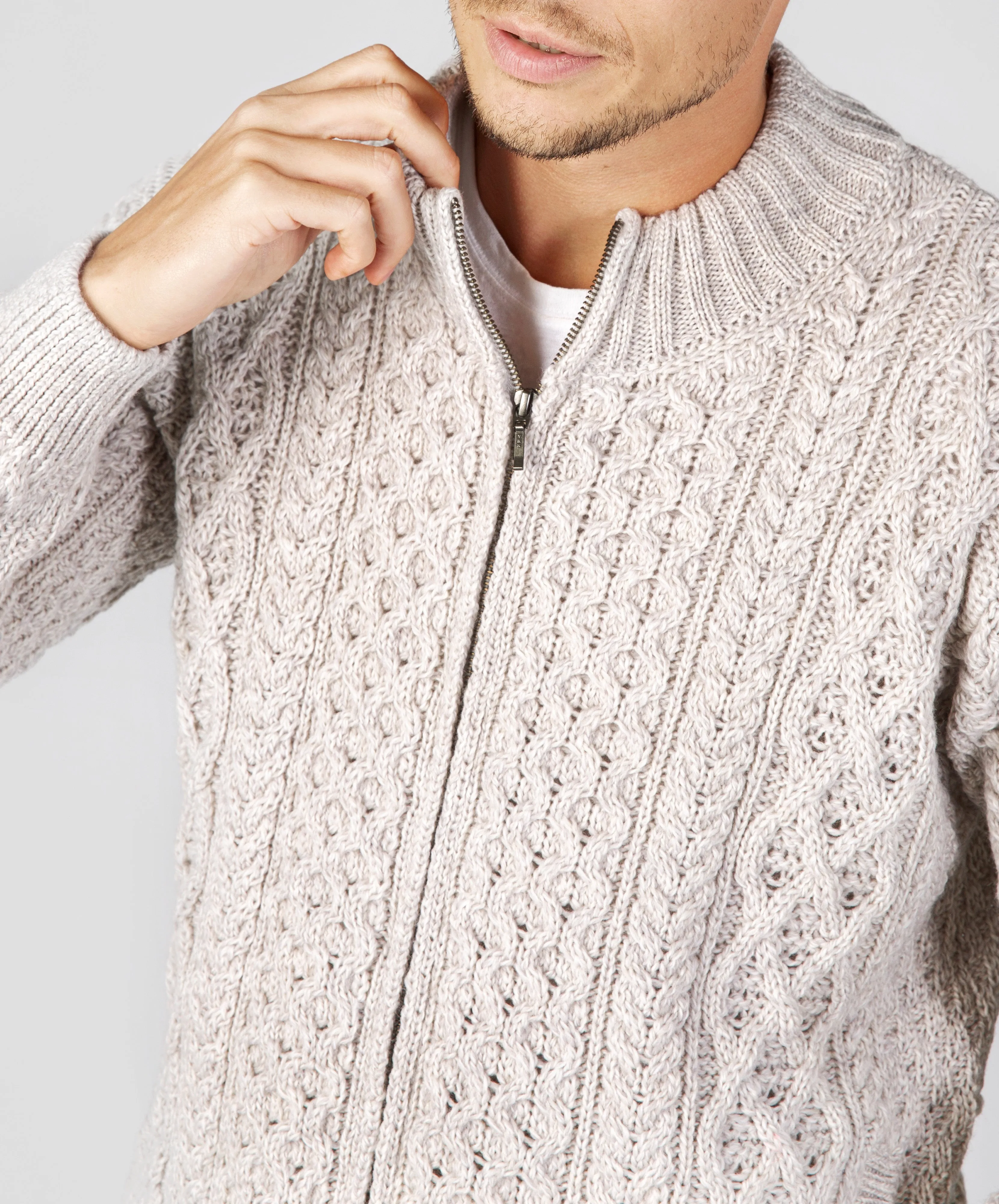 Ardross Aran Cardigan Silver Marl