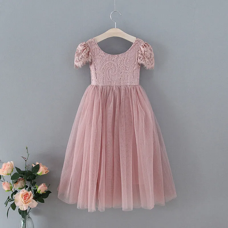 Baby Bohemian Flutter Dress - Dusty Rose Lace