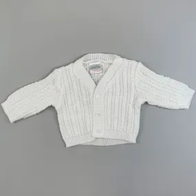 Baby Boys Cable Knitted Design Cardigan - White