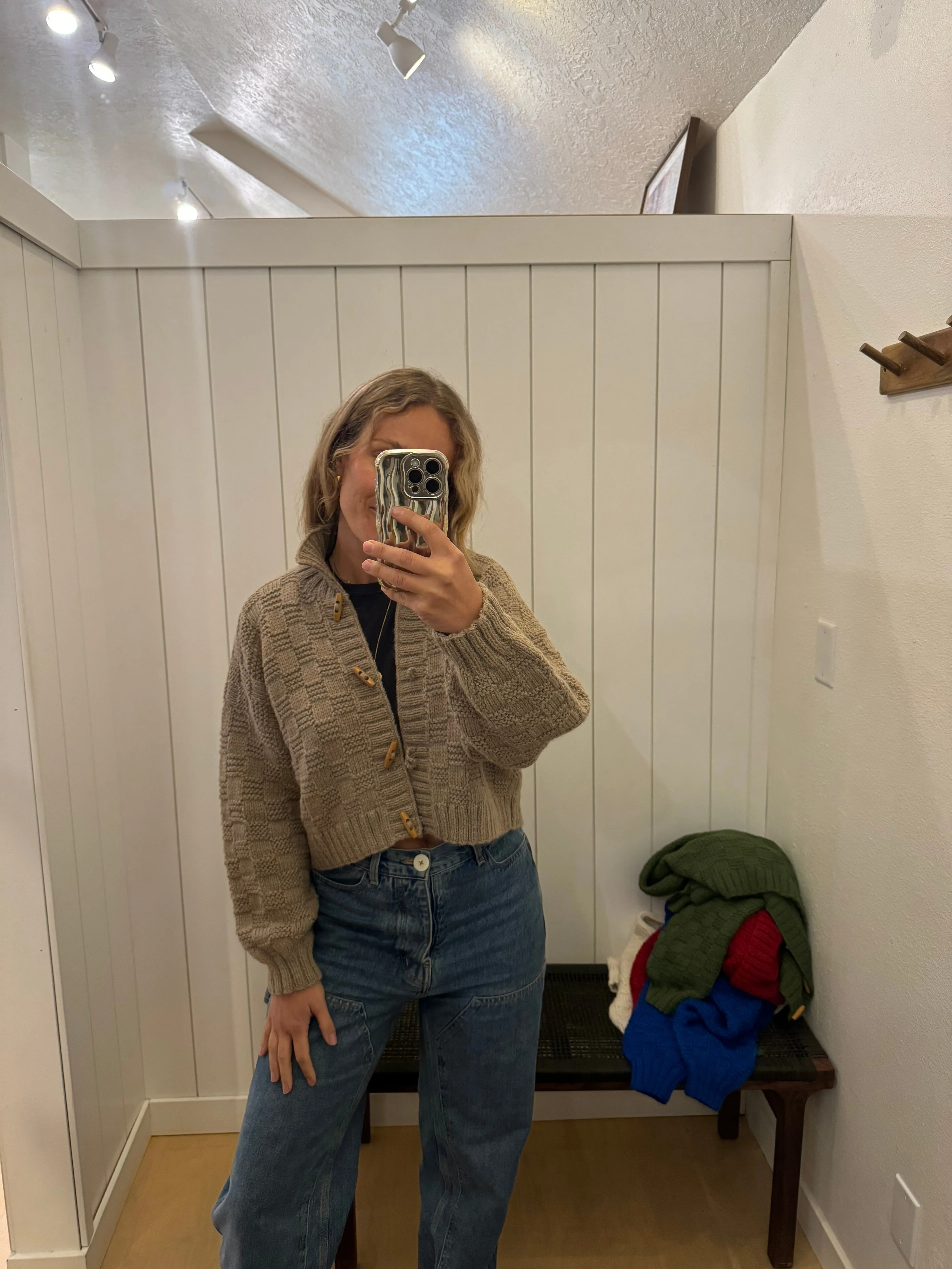Basket Weave Cardigan - Oatmeal