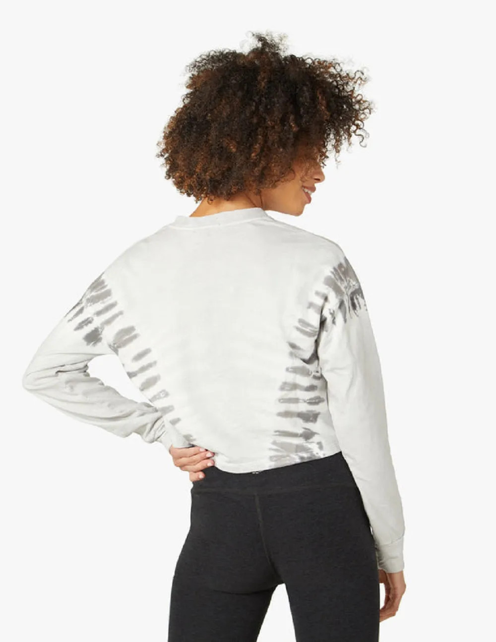 Beyond Yoga Women's Weekend Tie-Dye Boxy Cropped Sweatshirt, Gray, S