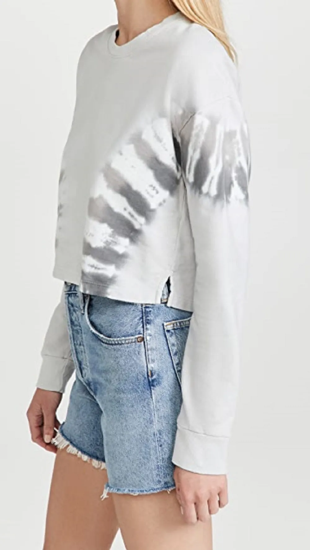 Beyond Yoga Women's Weekend Tie-Dye Boxy Cropped Sweatshirt, Gray, S
