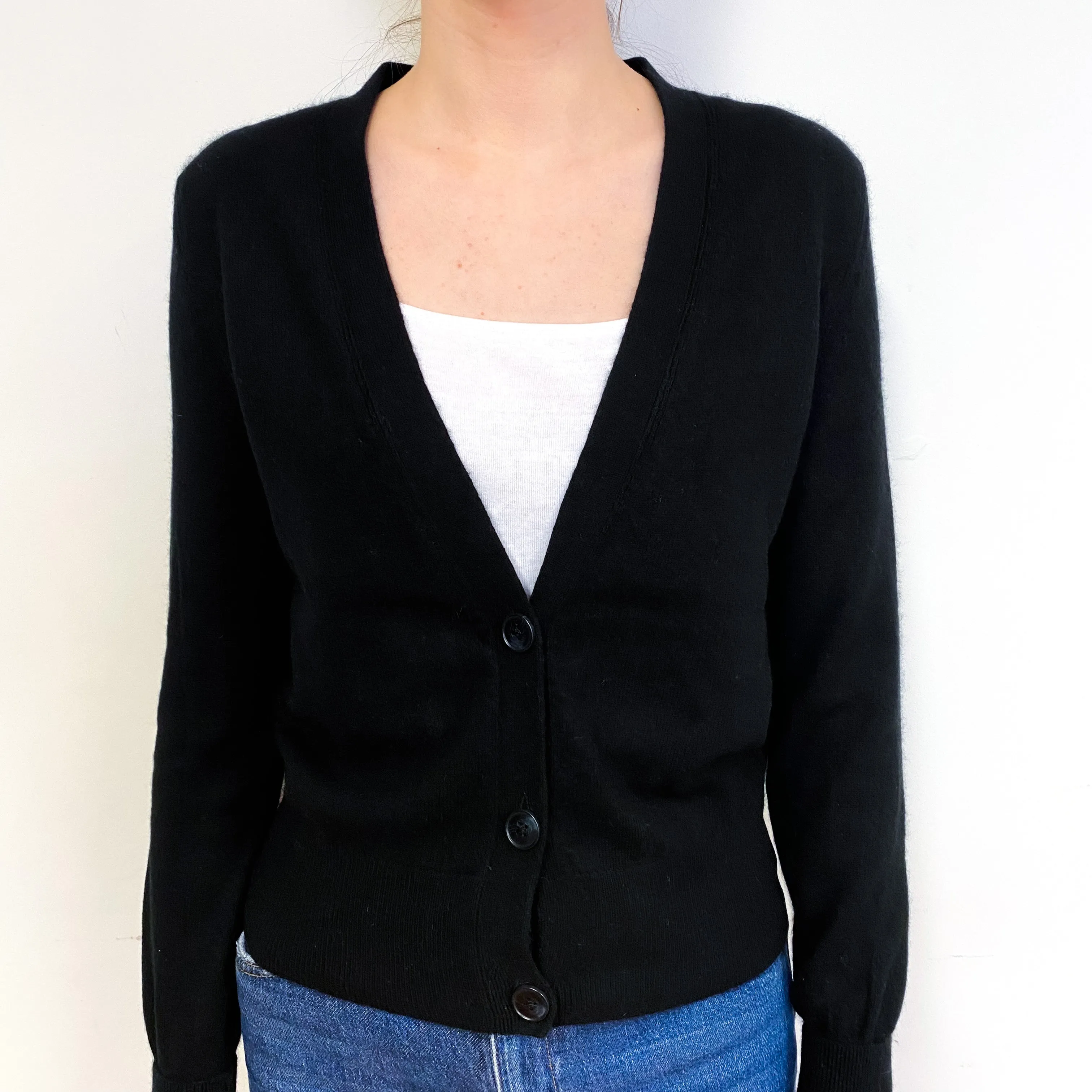 Black Cashmere Low V-Neck Cardigan Extra Small