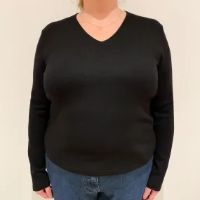 Black Cashmere V Neck Jumper Extra Large