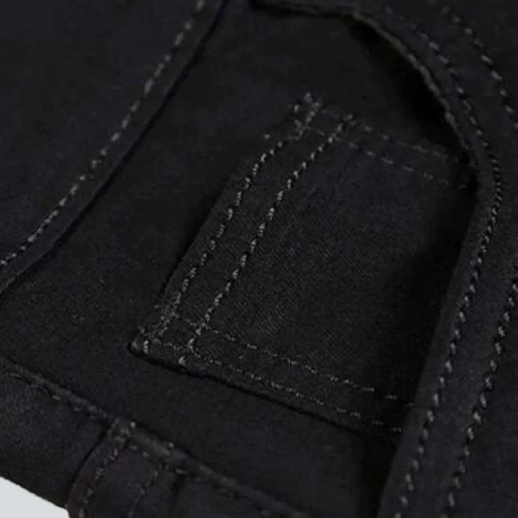 Black straight-fit jeans for men