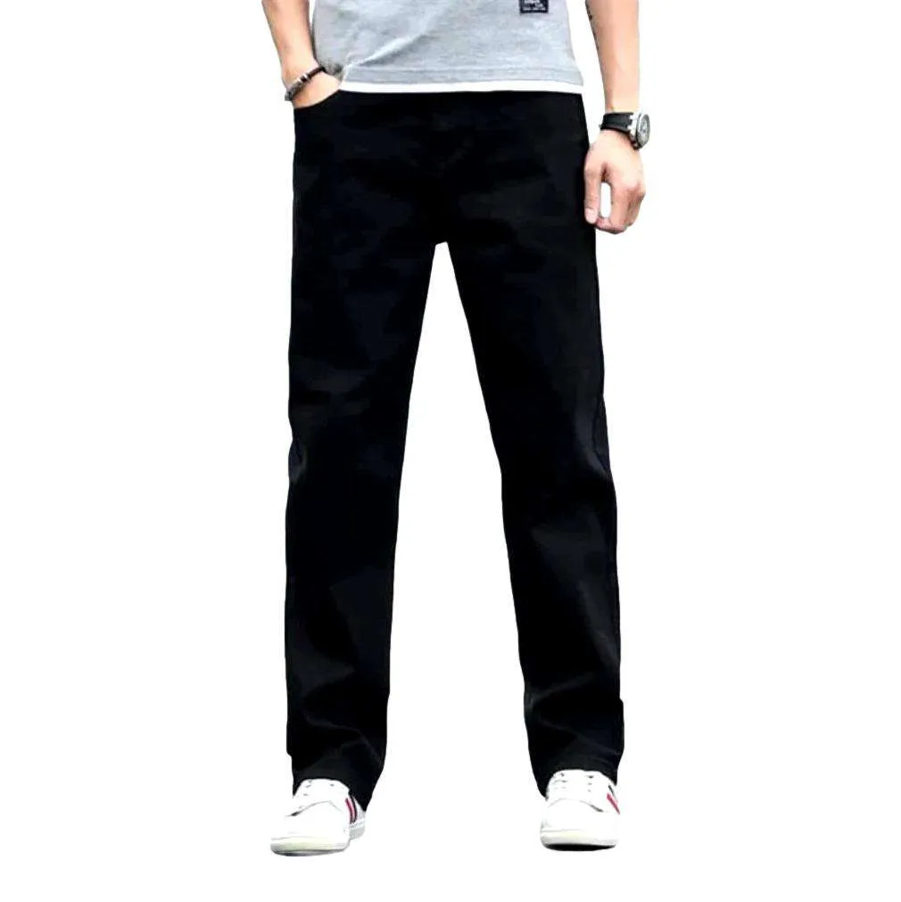 Black straight-fit jeans for men