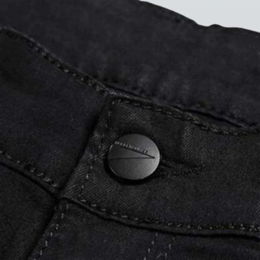 Black straight-fit jeans for men