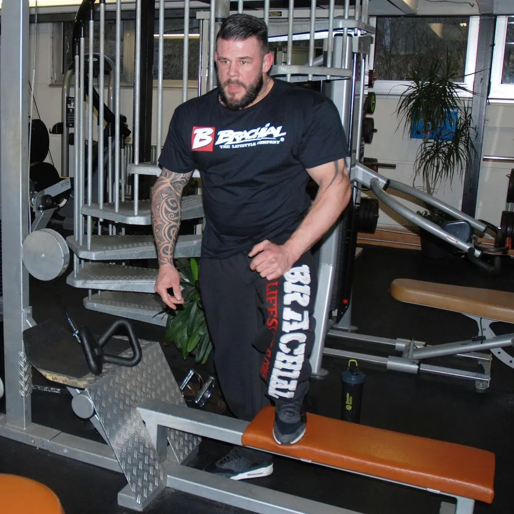 Brachial Tracksuit Trousers Gym - Black-White