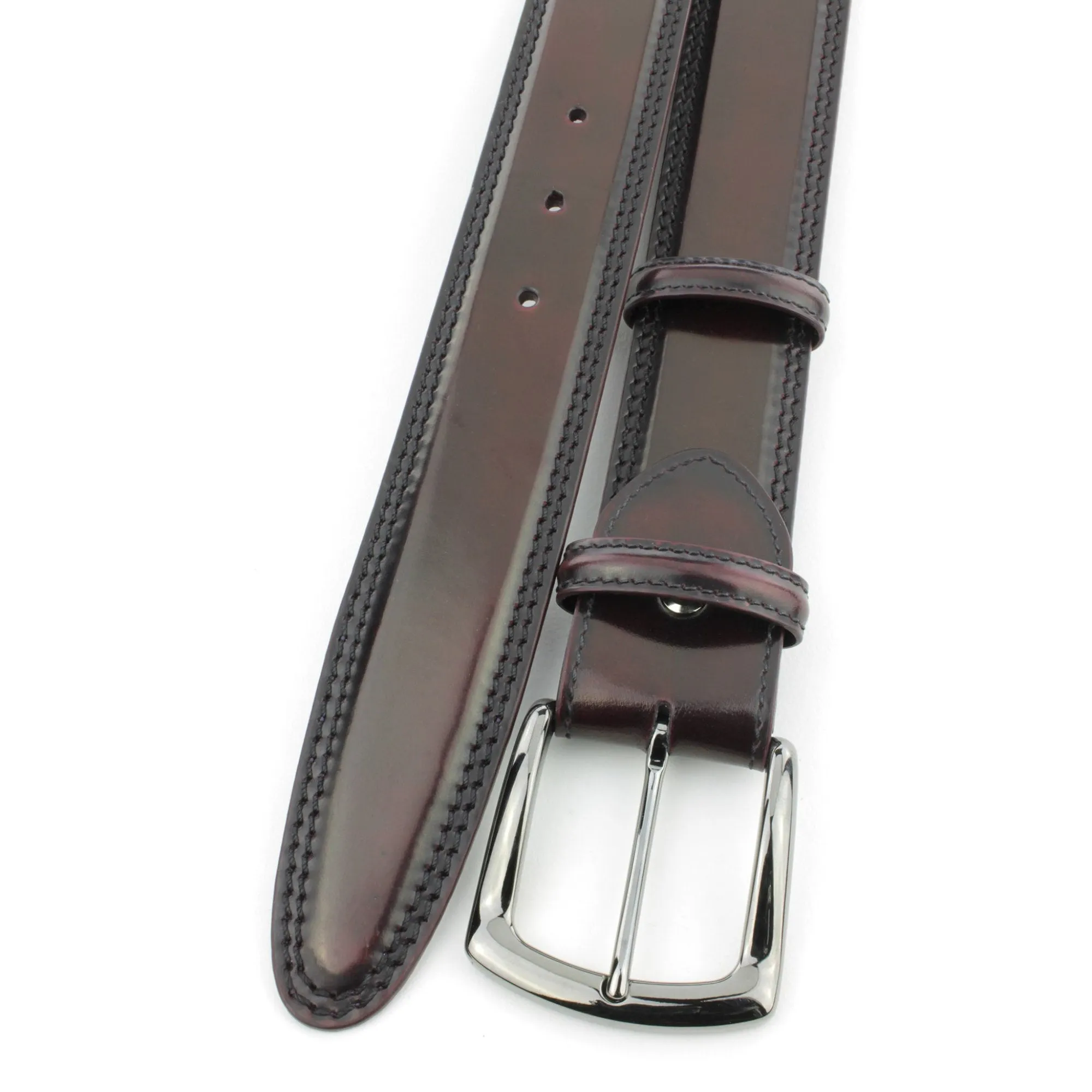 Burgundy cordovan welt edge belt