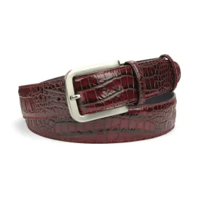 Burgundy Mock Caiman Effect Belt