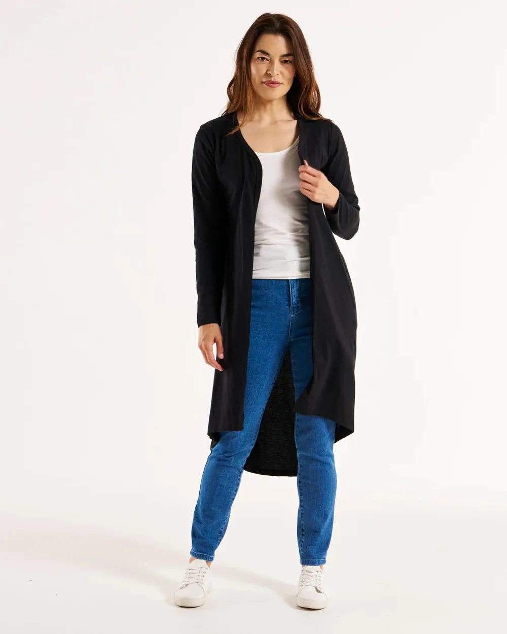 Byron Loose Long Sleeve Cotton Cardigan - Black