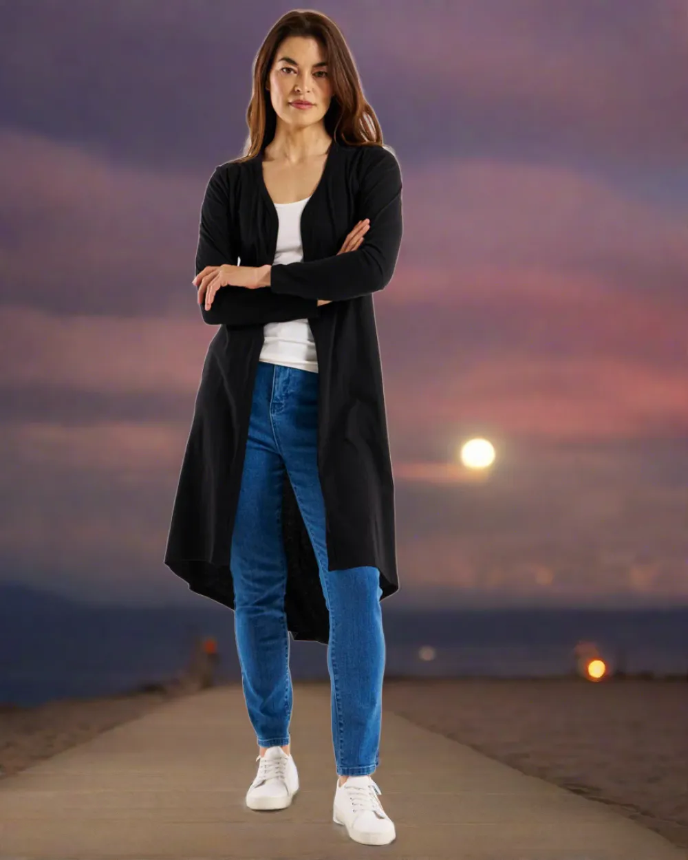 Byron Loose Long Sleeve Cotton Cardigan - Black
