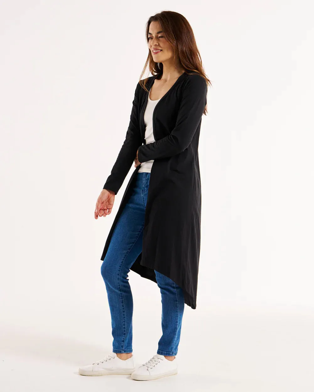 Byron Loose Long Sleeve Cotton Cardigan - Black