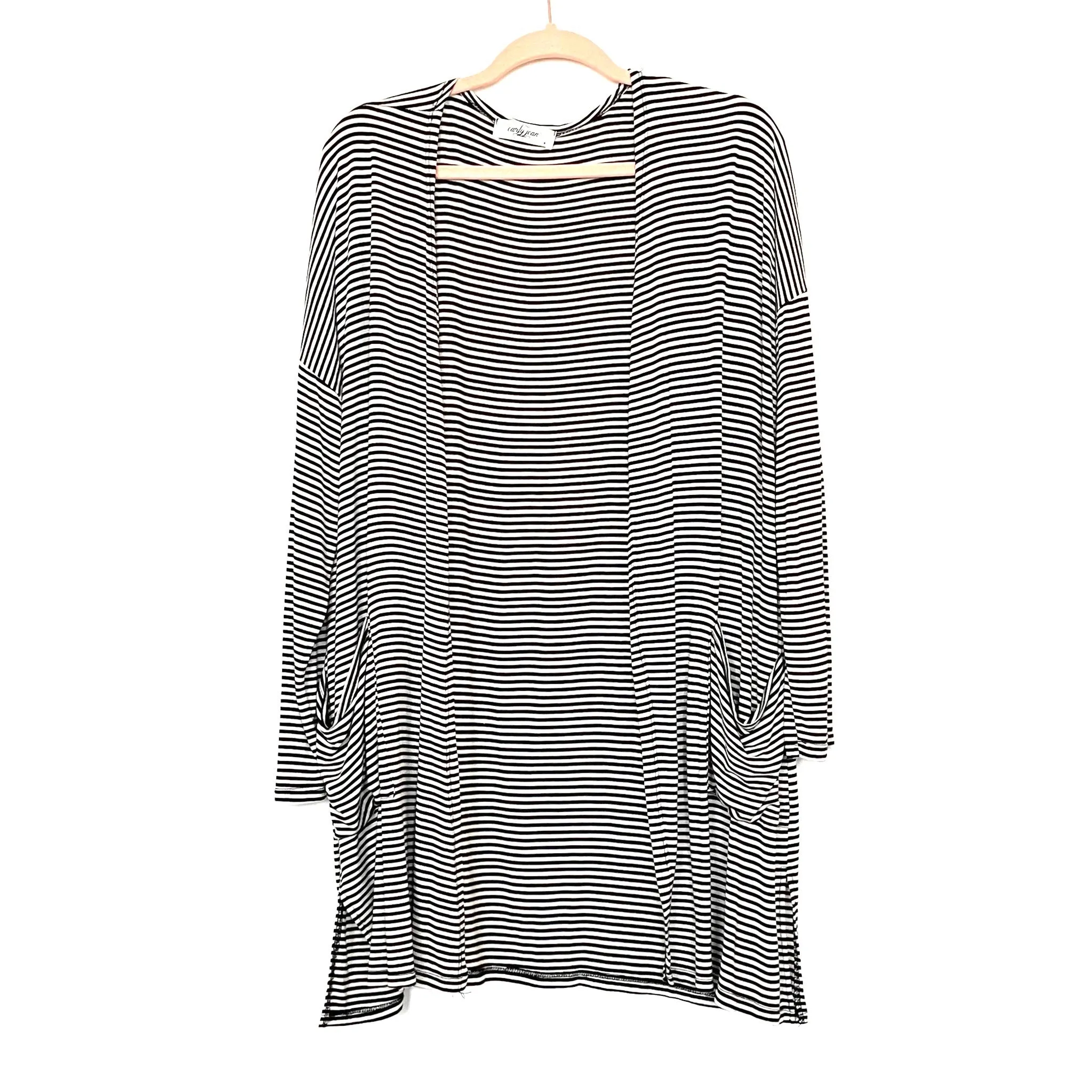 Carly Jean Black and White Striped Cardigan- Size S