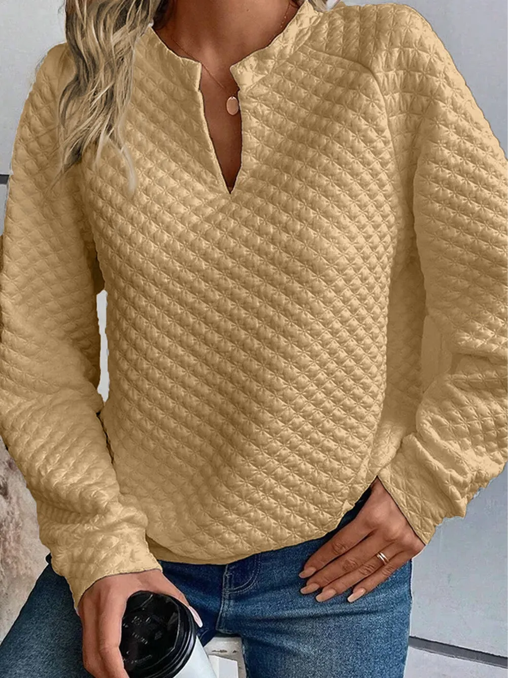 Casual Quilted Pullover