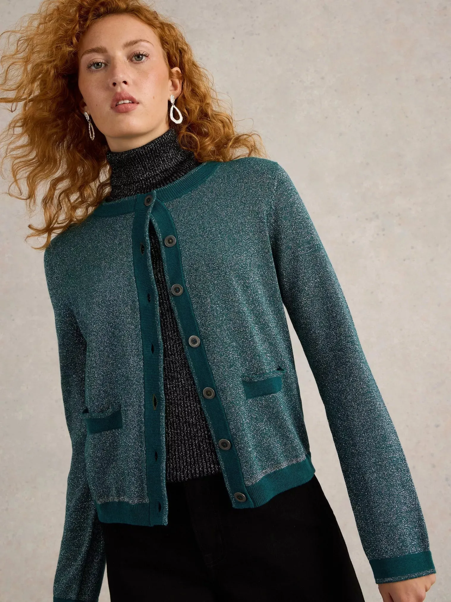 Charlotte Sparkle Cardigan - Mid Teal