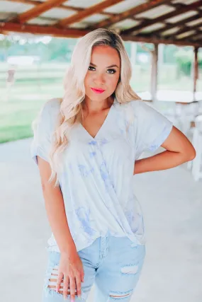 Cloudy Skies Tie Dye Top - Blue
