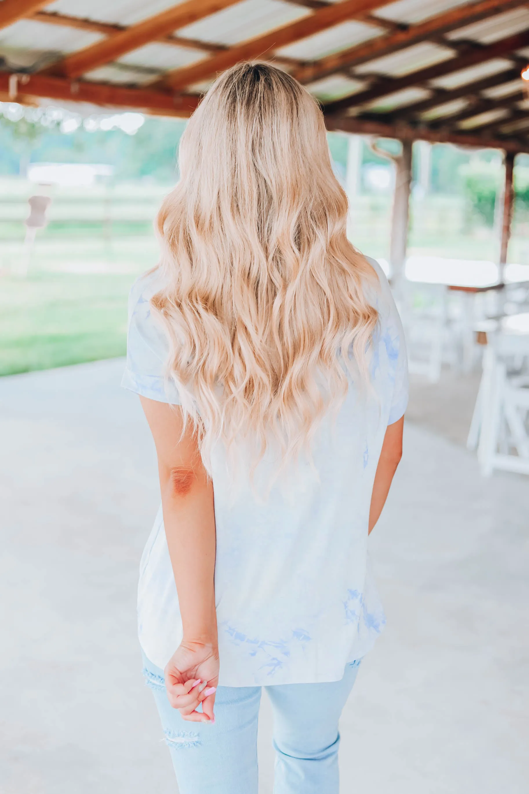Cloudy Skies Tie Dye Top - Blue