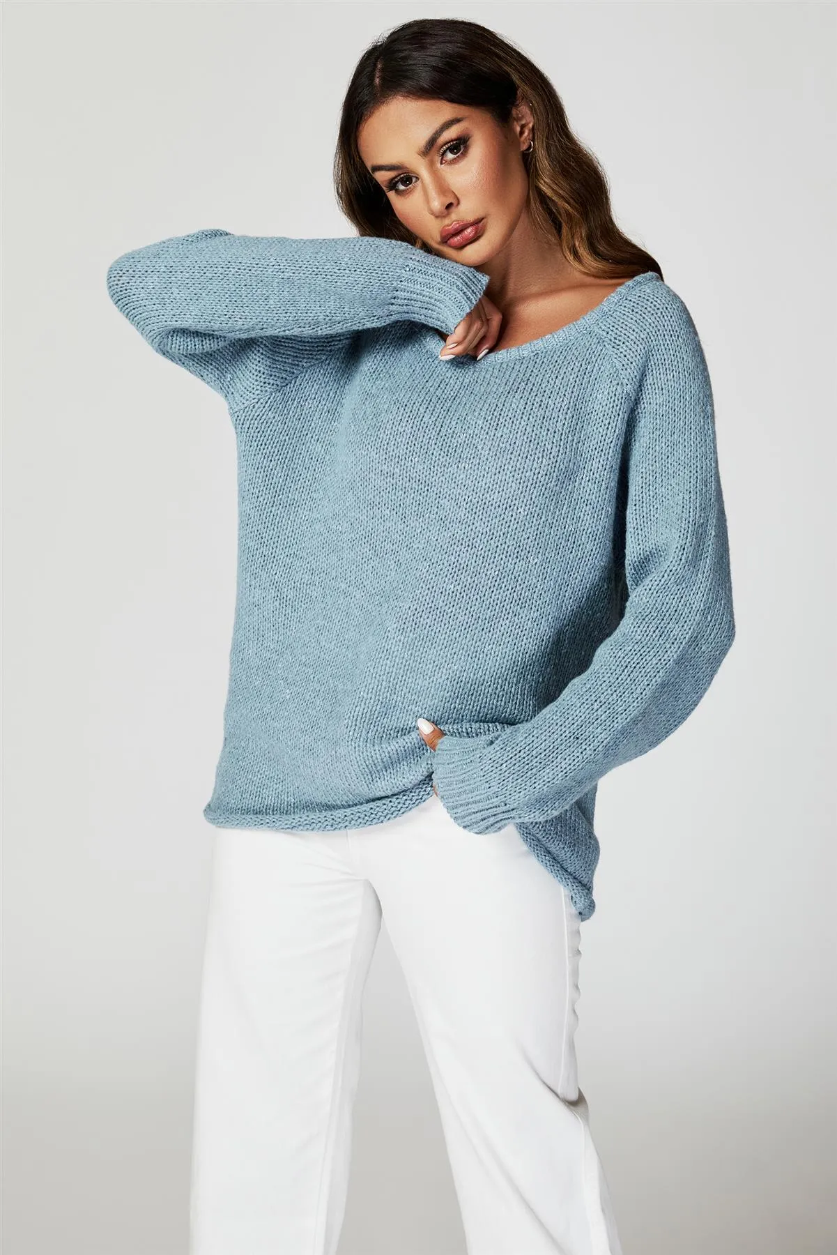 Comfy Jumper Top In Blue
