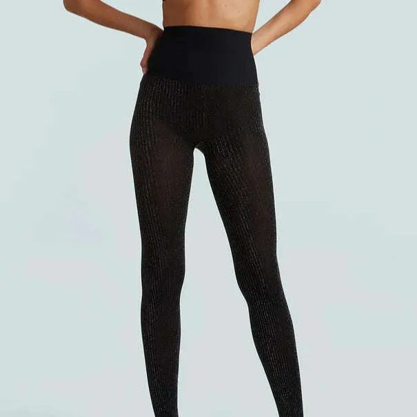 COMMANDO - Sparkle Ribbed Semi Opaque Tights - Black
