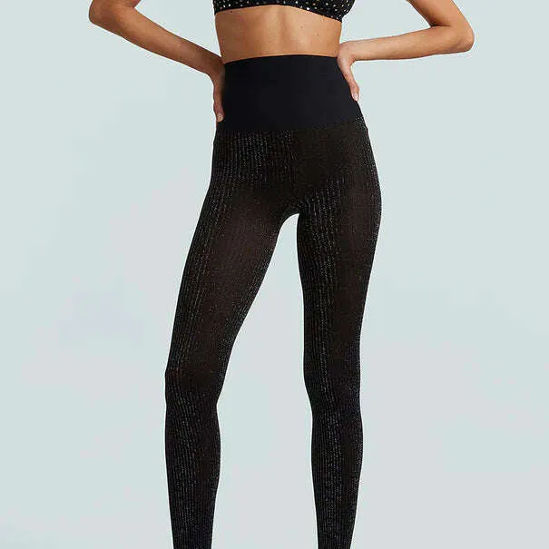 COMMANDO - Sparkle Ribbed Semi Opaque Tights - Black
