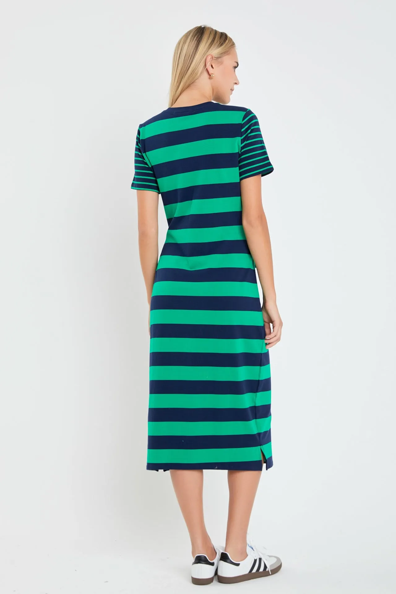 Contrast Stripe Knit Midi Dress