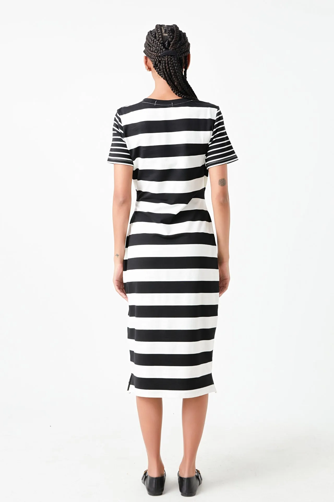 Contrast Stripe Knit Midi Dress