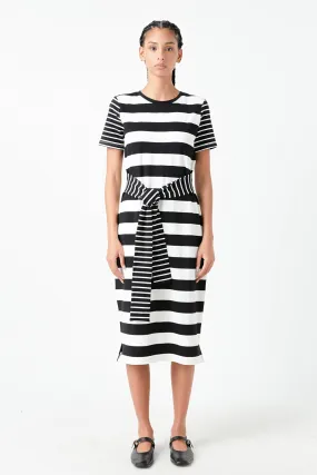 Contrast Stripe Knit Midi Dress