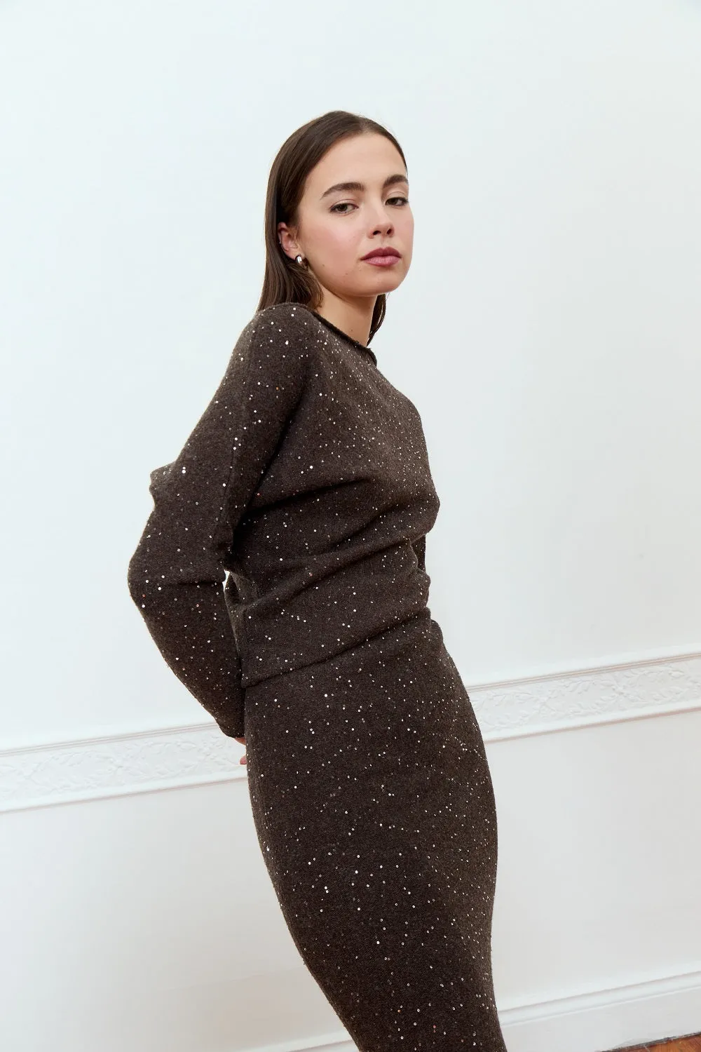 Daphne Knit Long Sleeve Mini Dress | Dark Grey