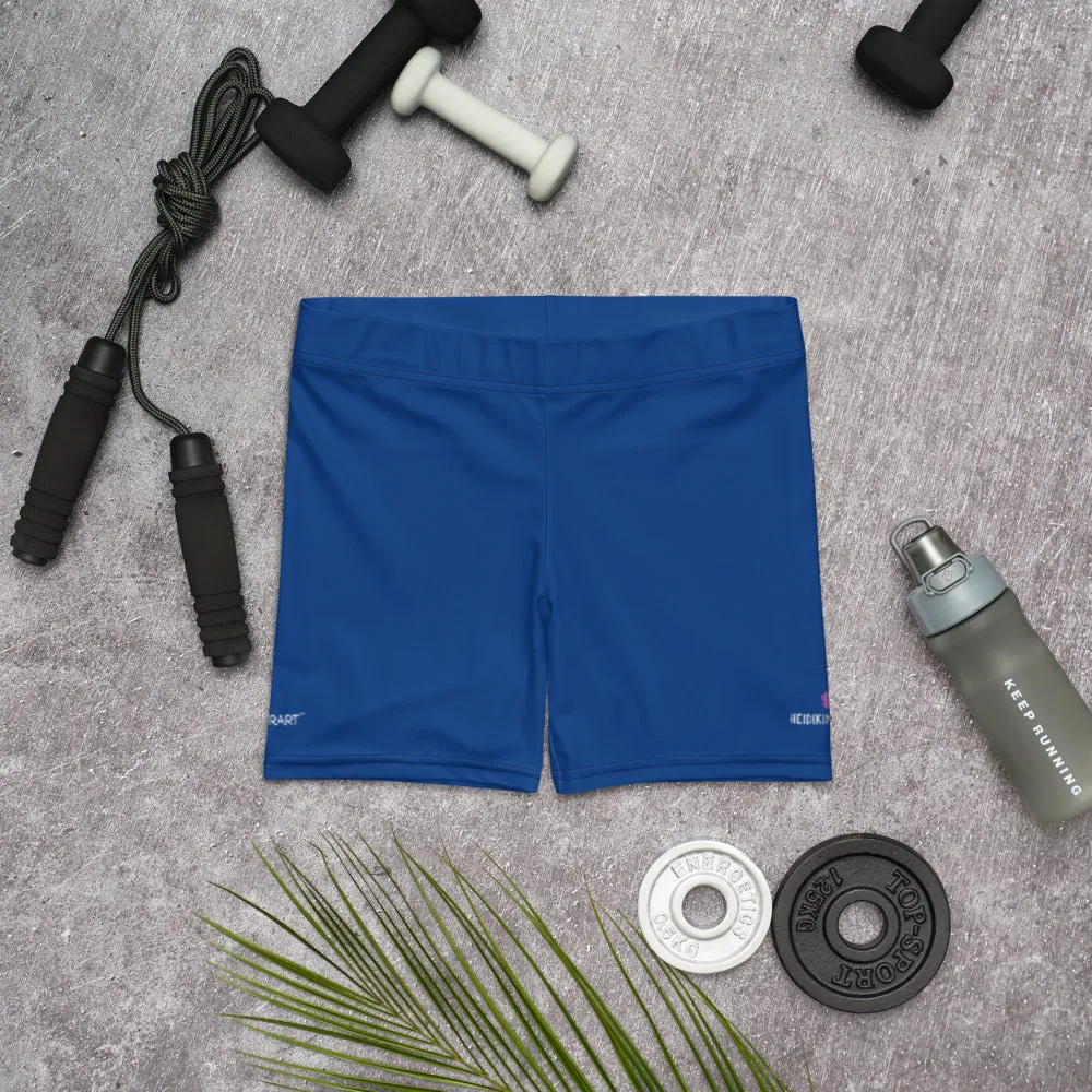 Dark Blue Women's Designer Shorts, Solid Color Modern Essential Short Tights-Made in USA/EU