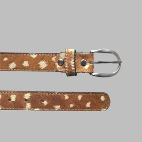 Deer hair-on-hide leather women belt