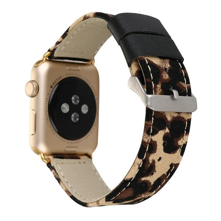 Denim Leather Lined Brown Leopard