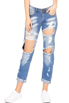 Distraught Denim Jeans
