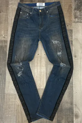 Dna Premium Wear- studded stripe denim jeans (dark blue/black)
