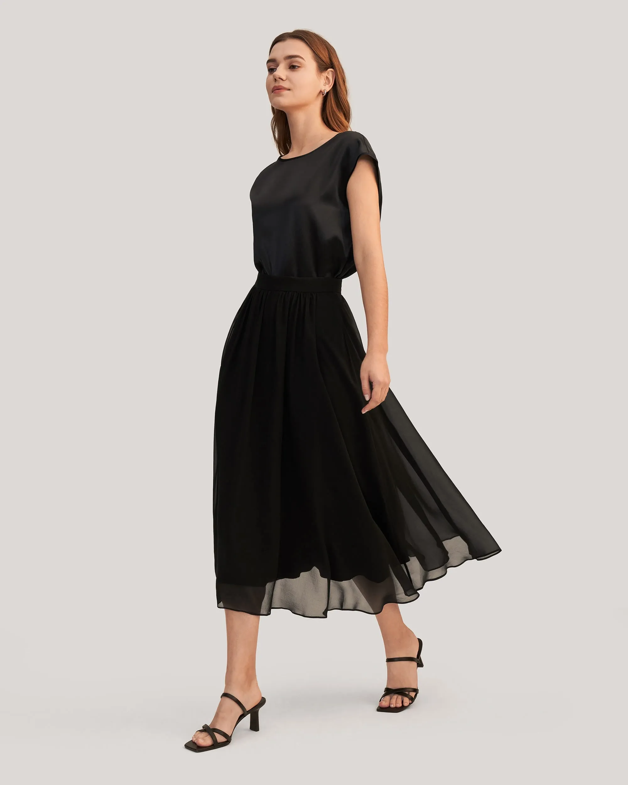 Double-layer Silk Tulle Skirt