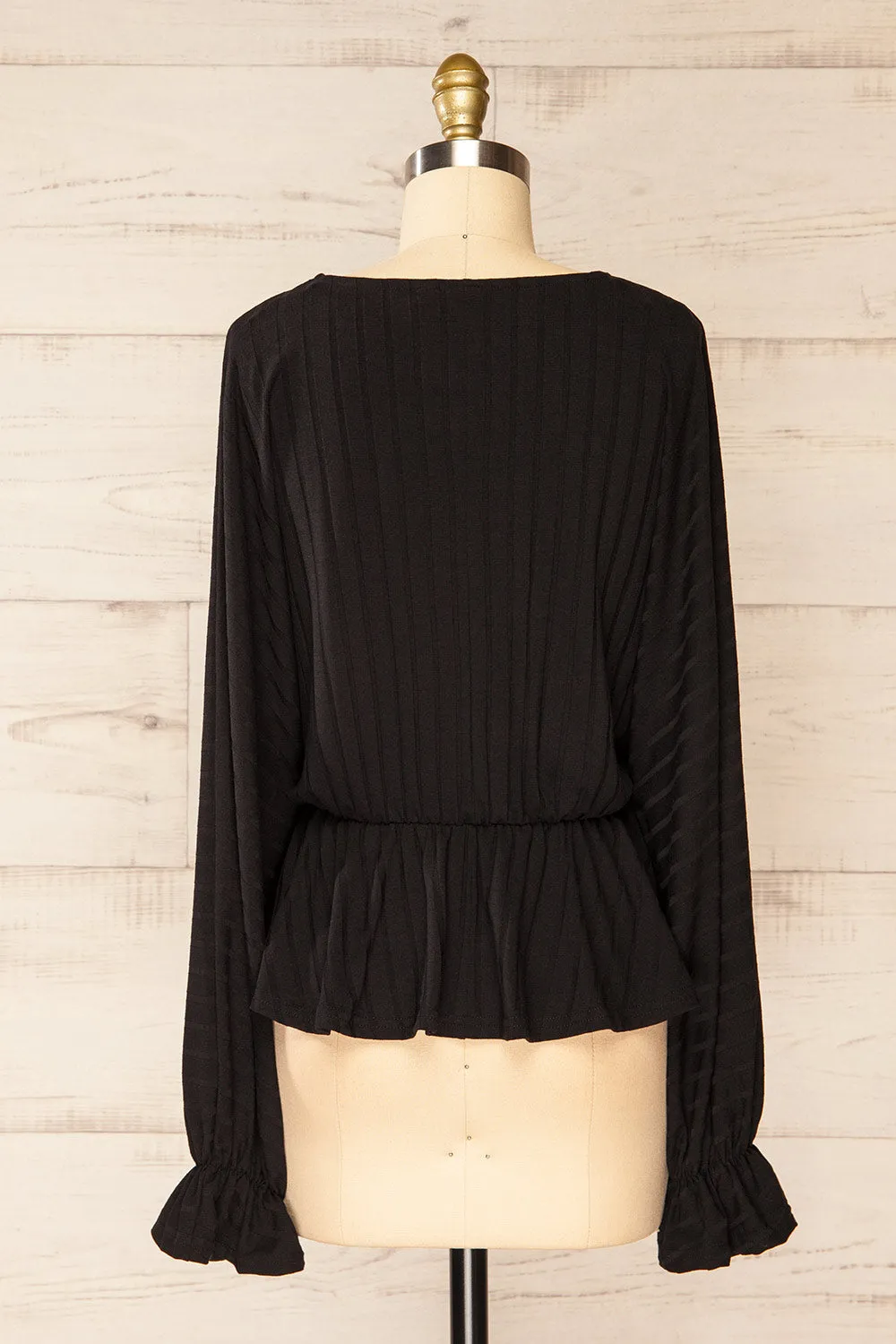 Eilat Black | Monochrome Striped Peplum Top