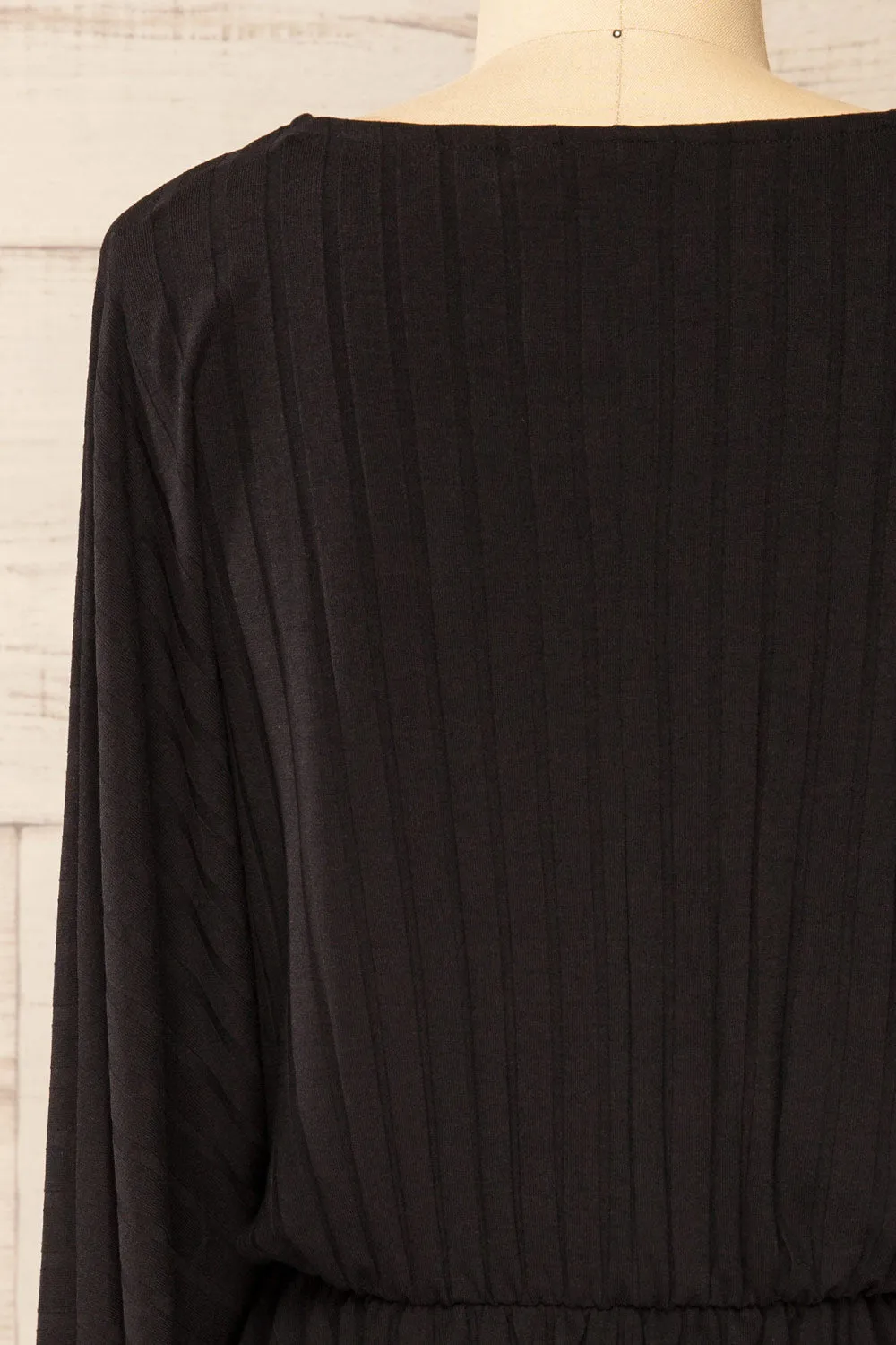 Eilat Black | Monochrome Striped Peplum Top